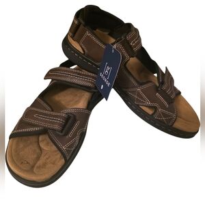 George's Confort Sandals Memory Foam Easy On/off Adjustable Brown Shoes Size 9
